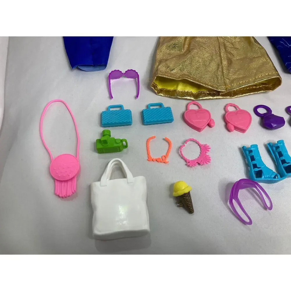 Vintage 1990’s Barbie Cothing & Accessories Purse Camera Mickey Balloon